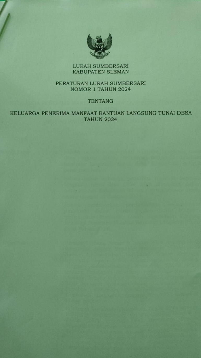 Peraturan Lurah Sumbersari Nomor 1 Tahun 2024