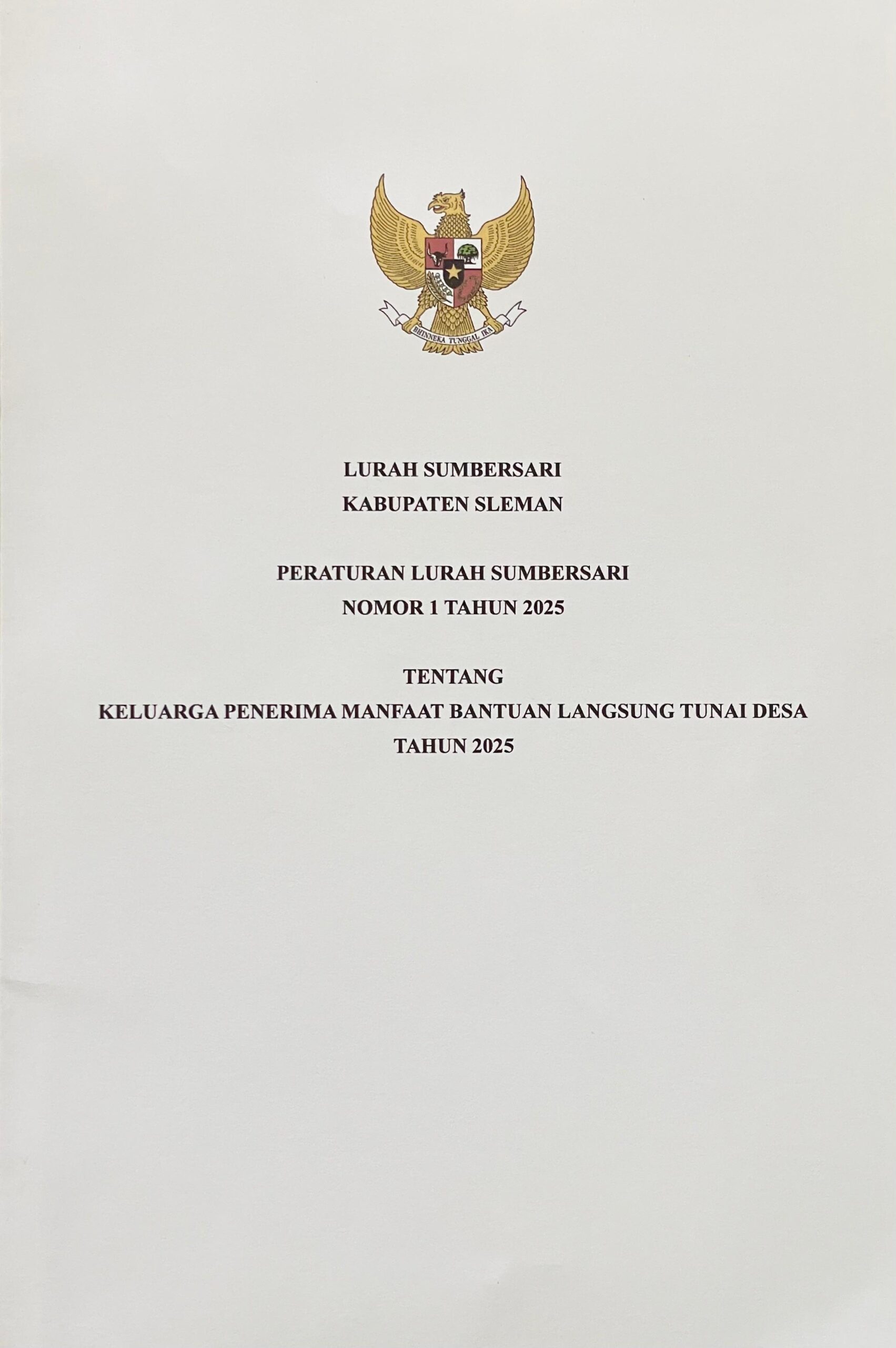 Perlur Sumbersari Nomor 1 Tahun 2025 ttg BLT DD