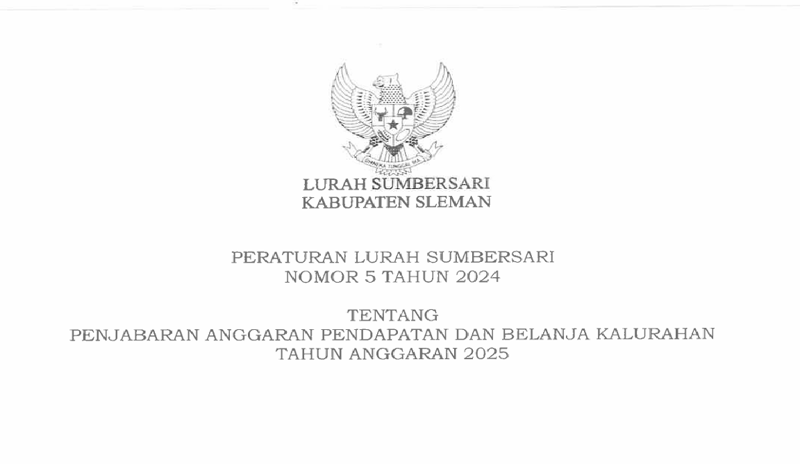Peraturan Lurah Sumbersari Nomor 5 Tahun 2024